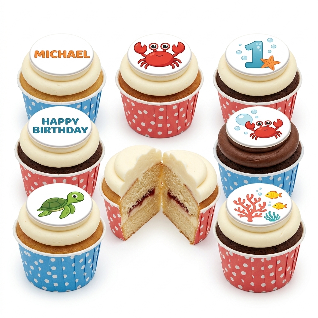 Under The Sea Animal Birthday Cupcakes