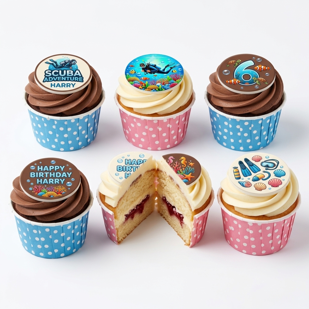 Scuba Diving Adventure Birthday Cupcakes