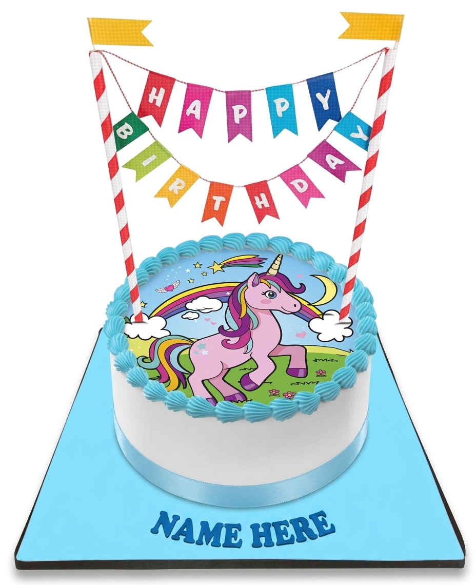 Magical Unicorn Birthday Cake with Name