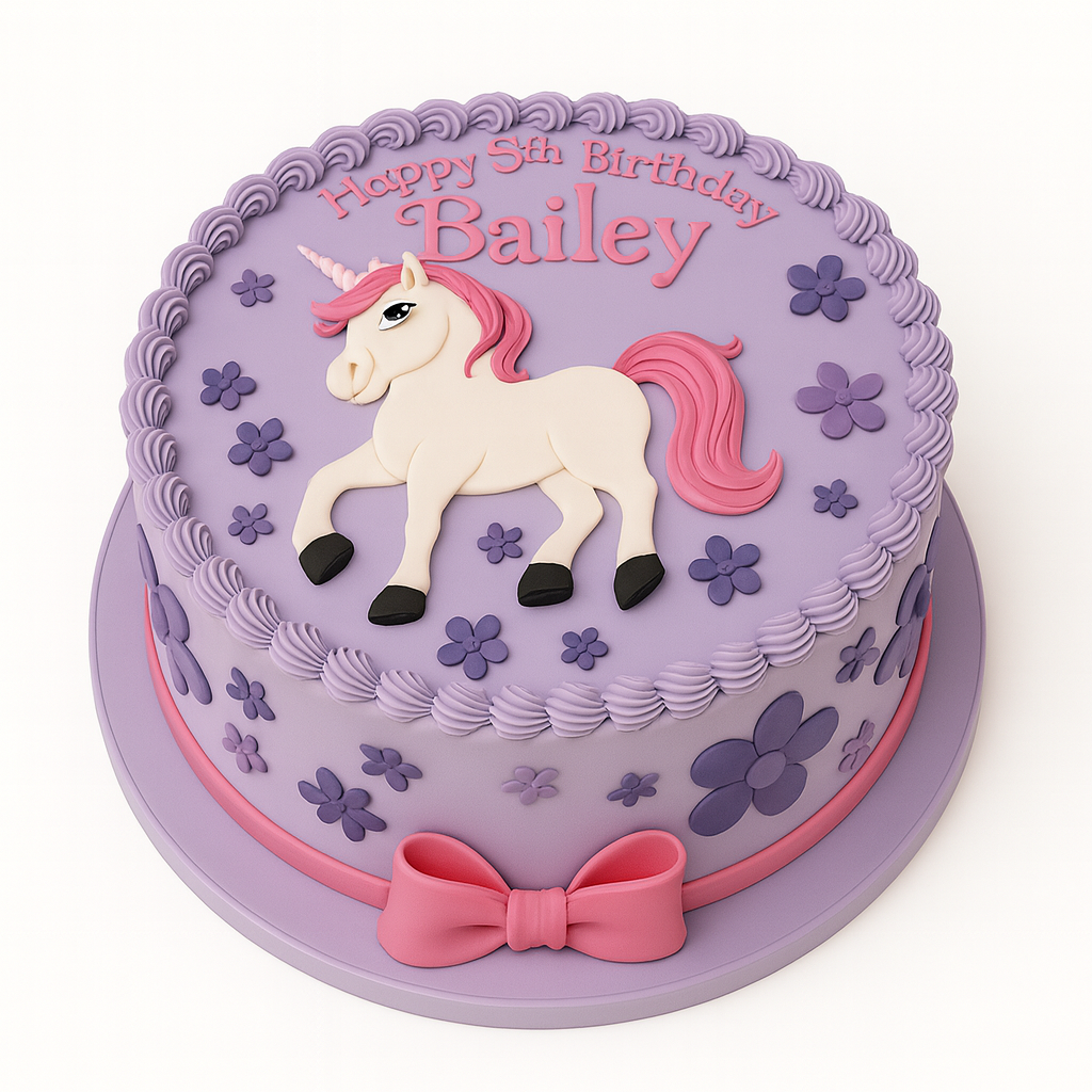 Unicorn Birthday Cake With Flowers Decorations