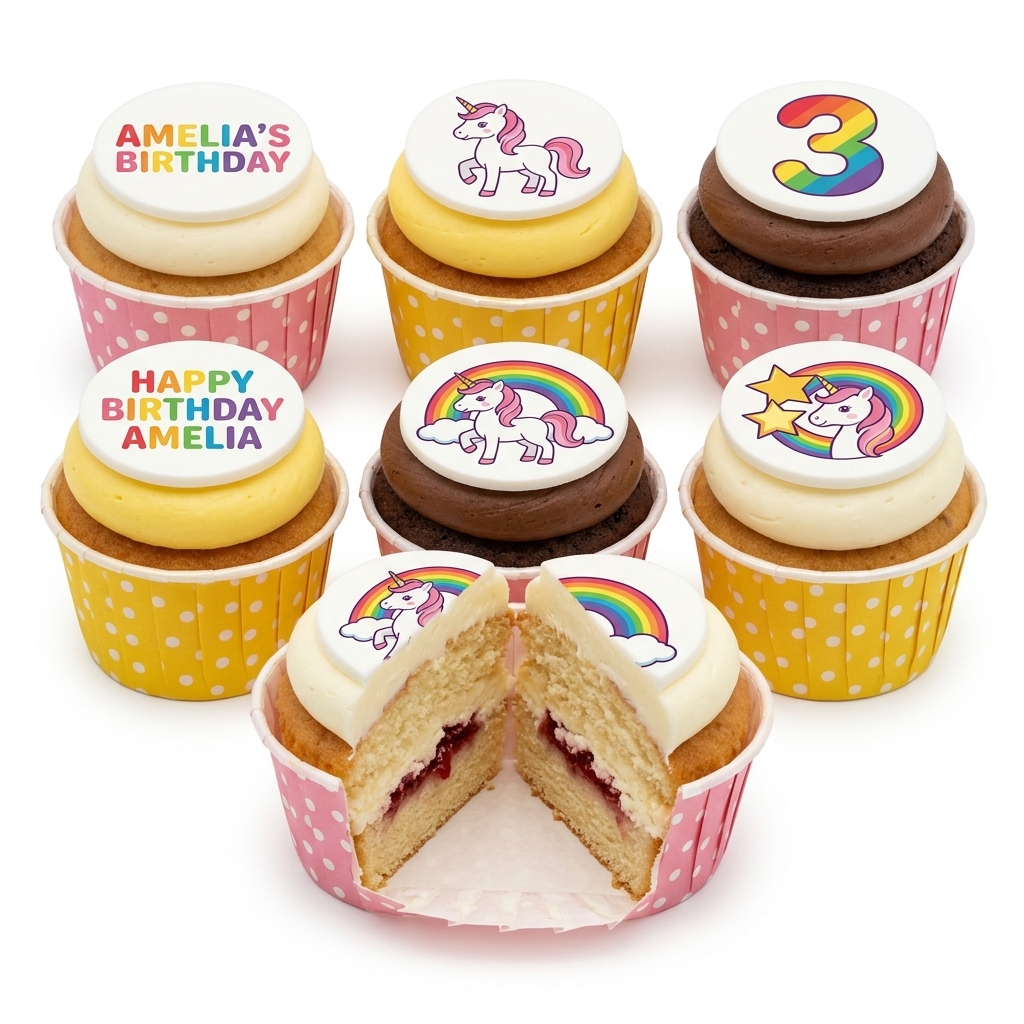 Rainbow Unicorn Birthday Cupcakes
