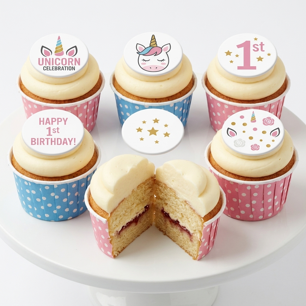 Unicorn 1st Birthday Cupcakes