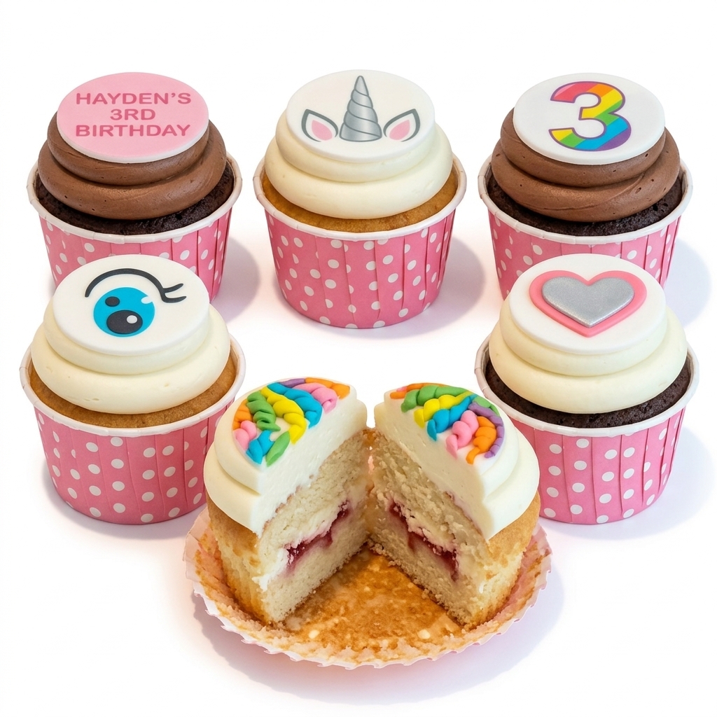 Unicorn & Rainbow Birthday Cupcakes