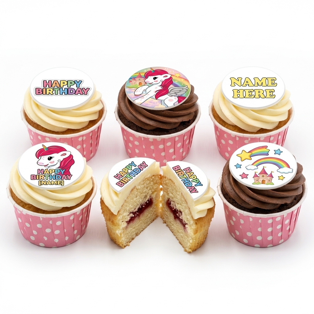 Unicorn Rainbow Birthday Cupcakes