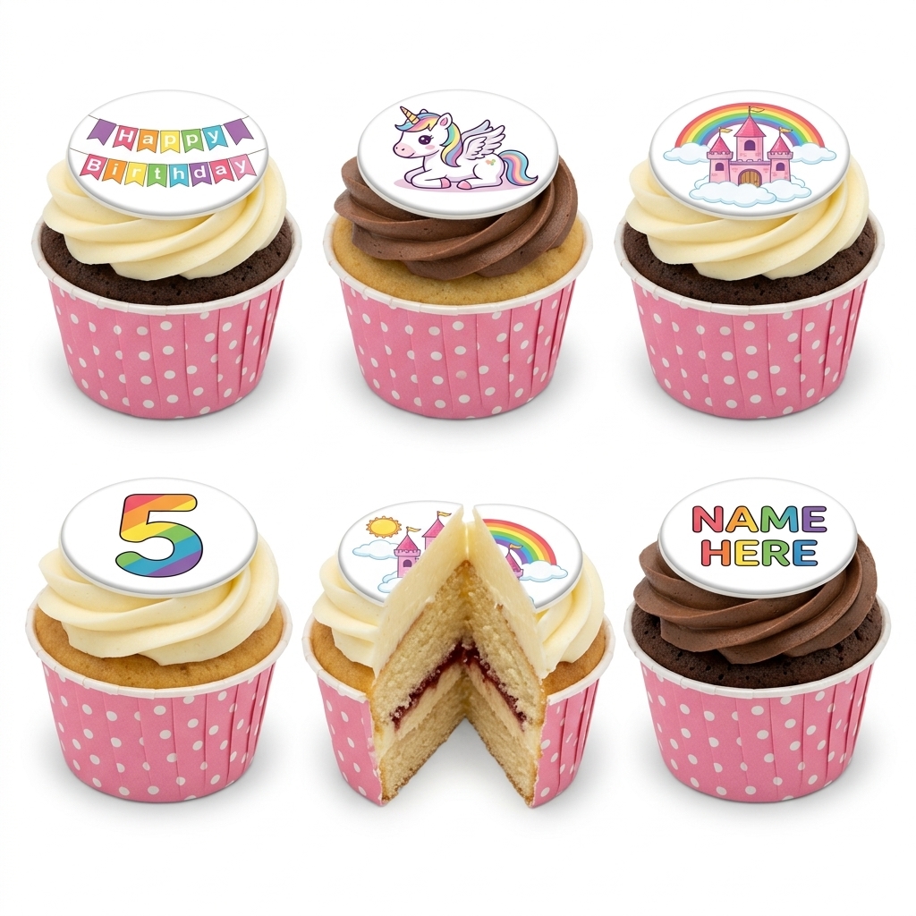 Unicorn & Rainbow Kids Birthday Cupcakes