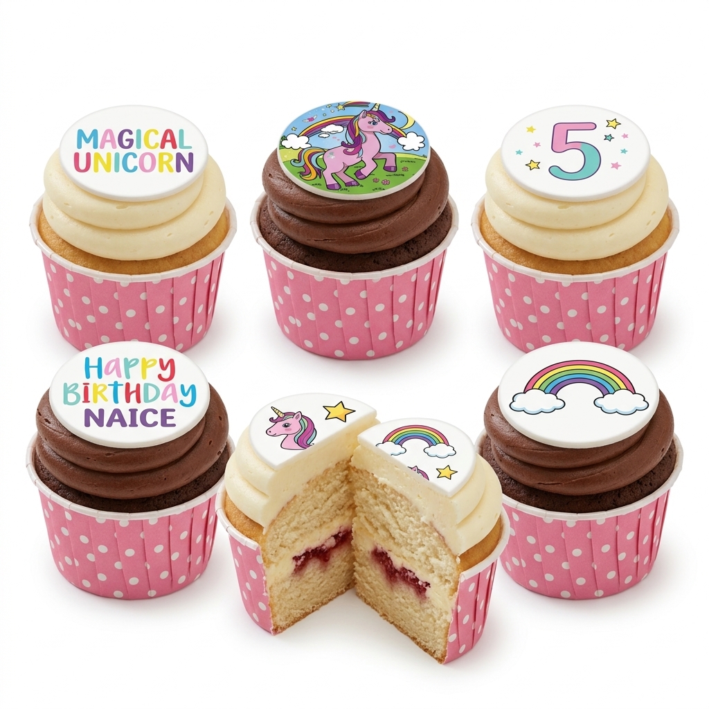 Unicorn Rainbow Birthday Cupcakes