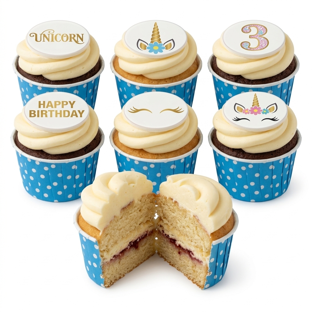 Unicorn Birthday Cupcakes - Custom Age Topper