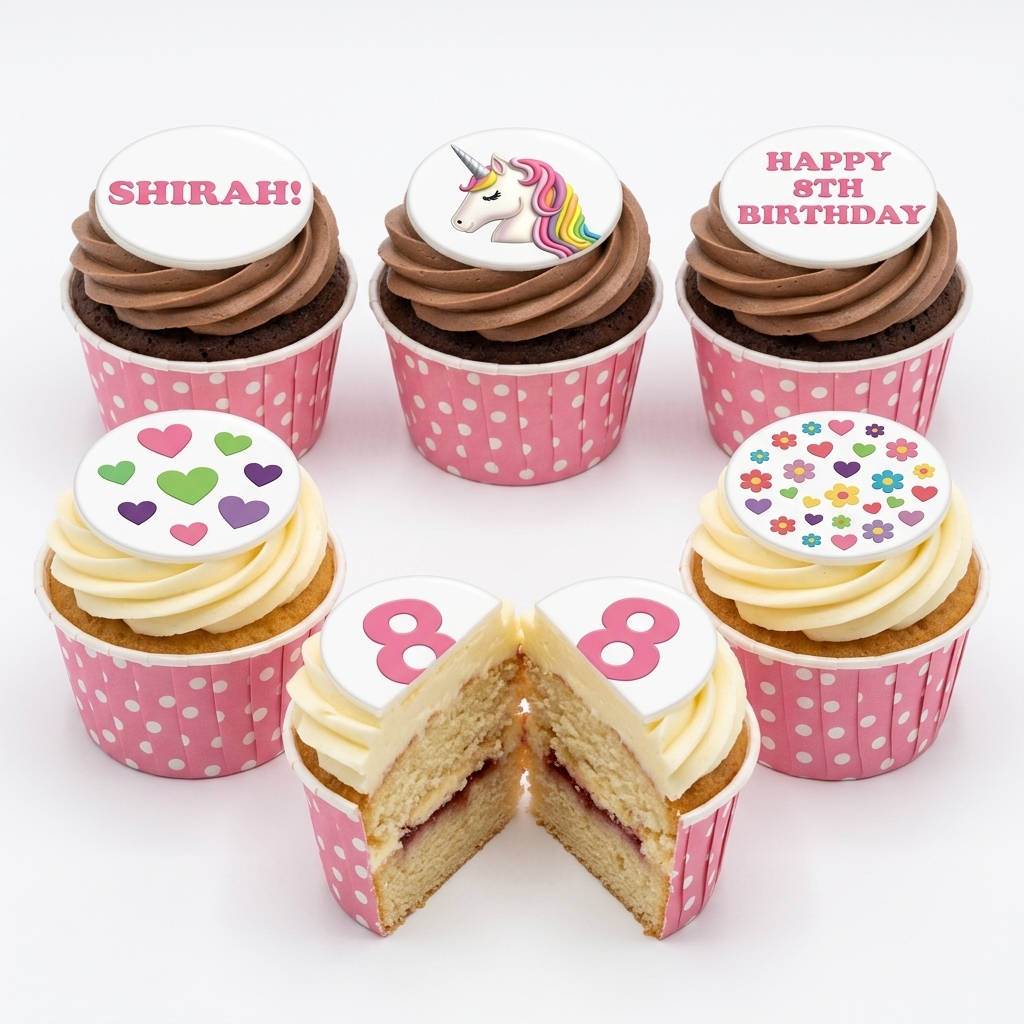 Unicorn & Hearts Birthday Cupcakes