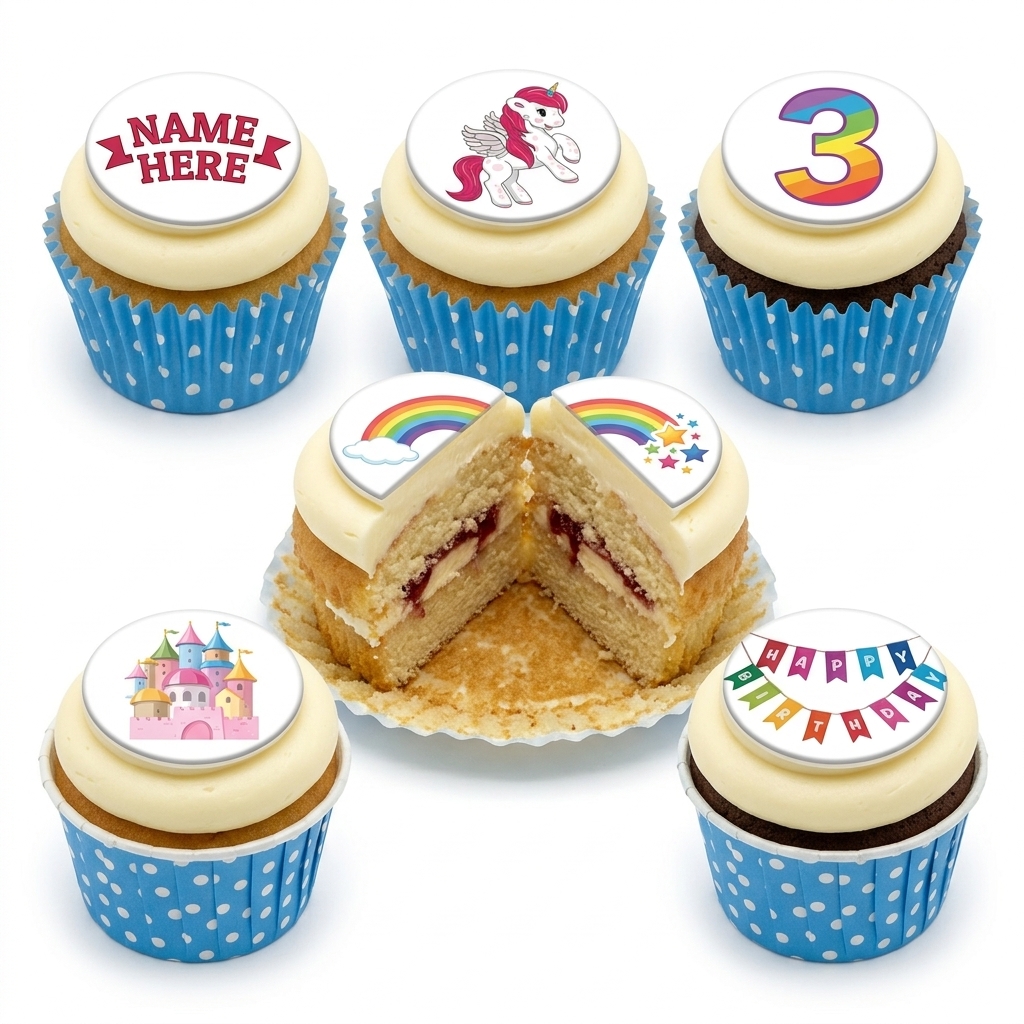Magical Unicorn & Rainbow Birthday Cupcakes