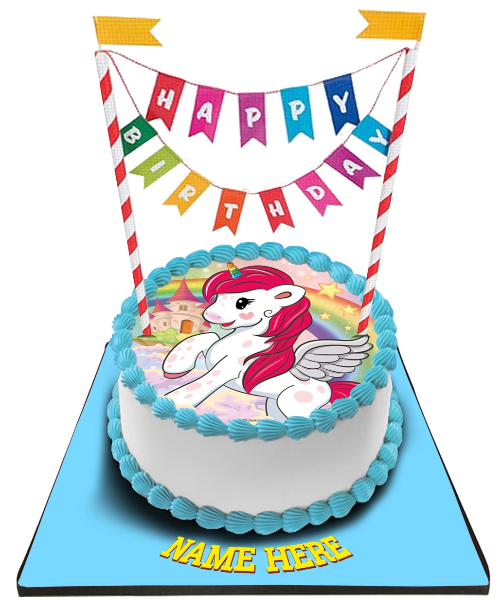 Unicorn Cake with Happy Birthday Bunting