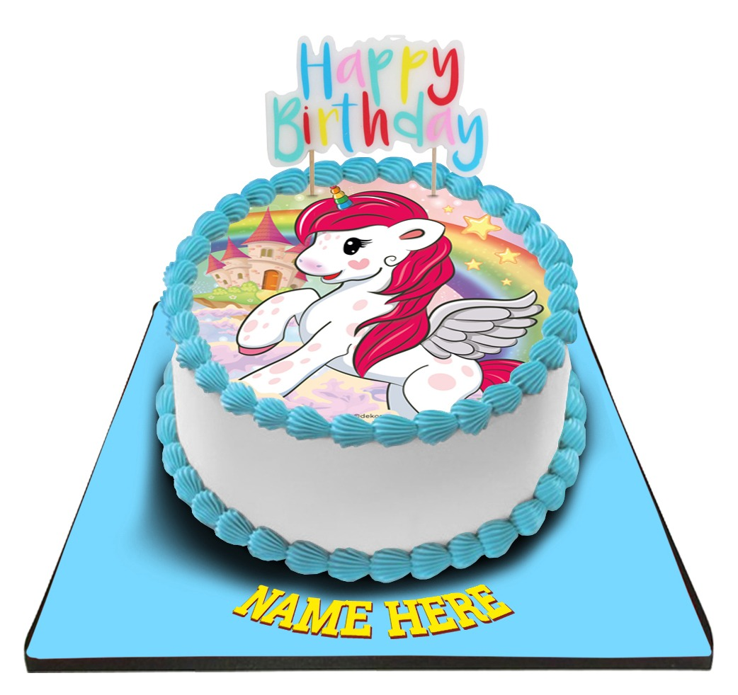 Unicorn Cake with Happy Birthday Candle