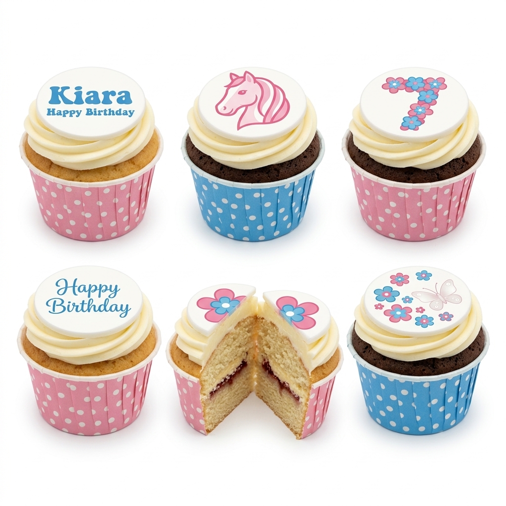 Unicorn & Floral Birthday Cupcakes with Custom Age