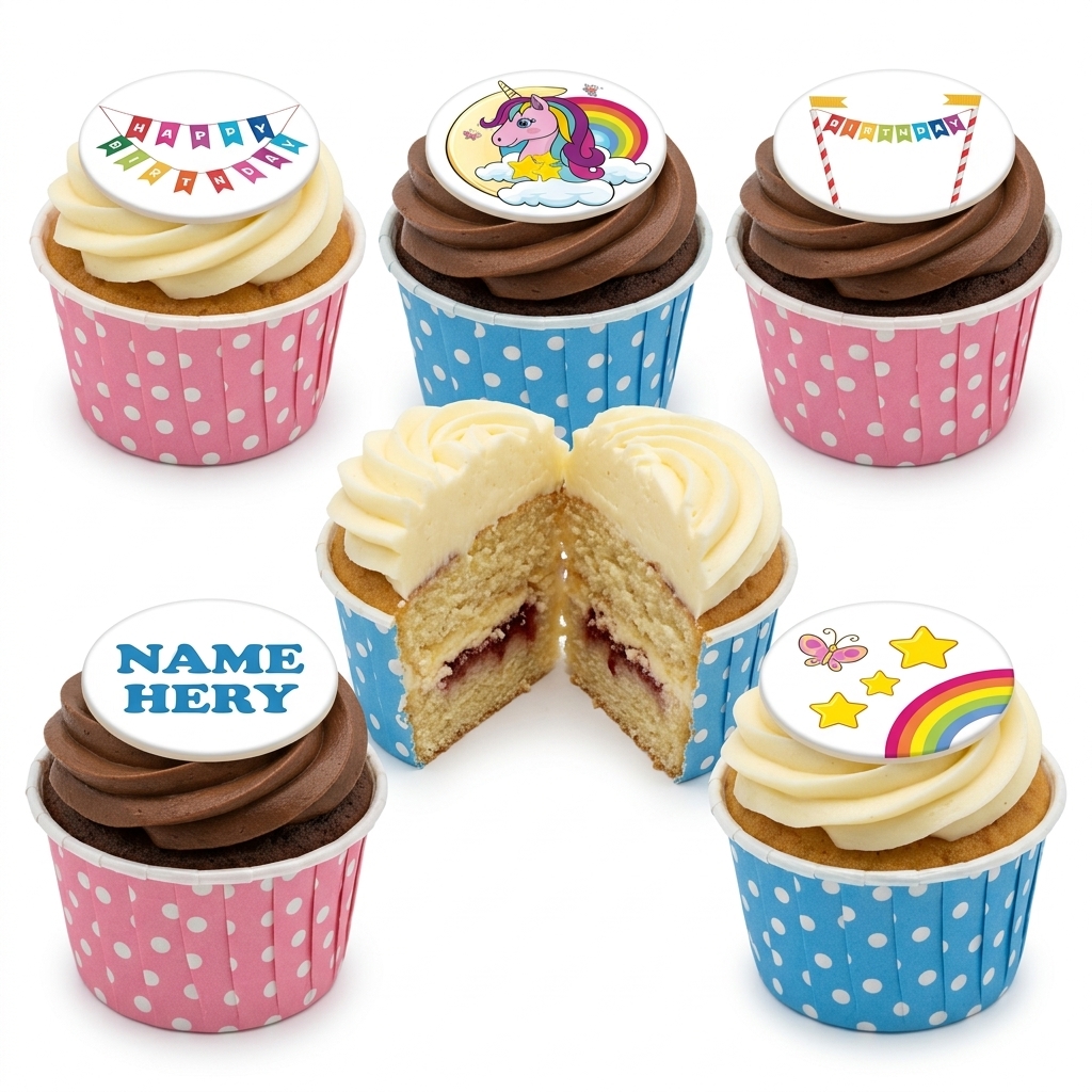 Unicorn Rainbow Birthday Cupcakes