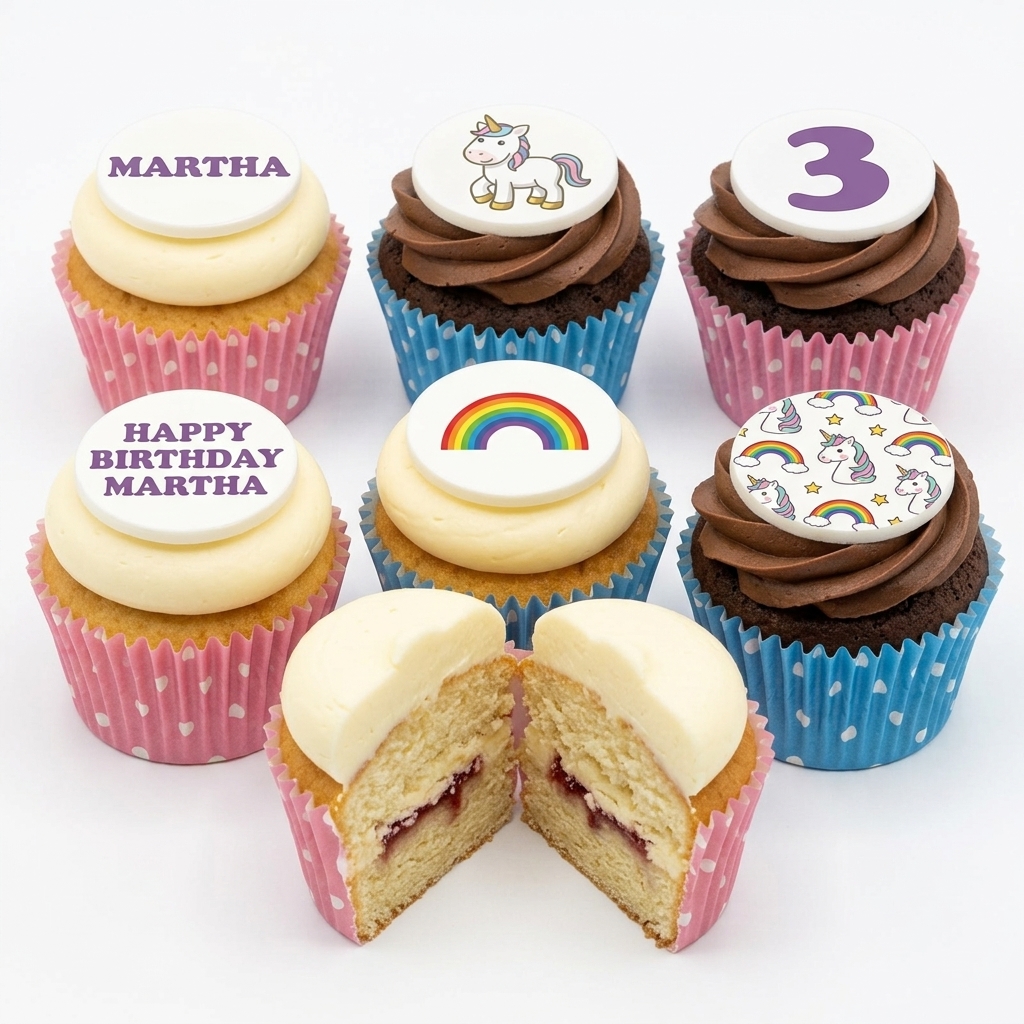 Enchanted Unicorn & Rainbow Birthday Cupcakes