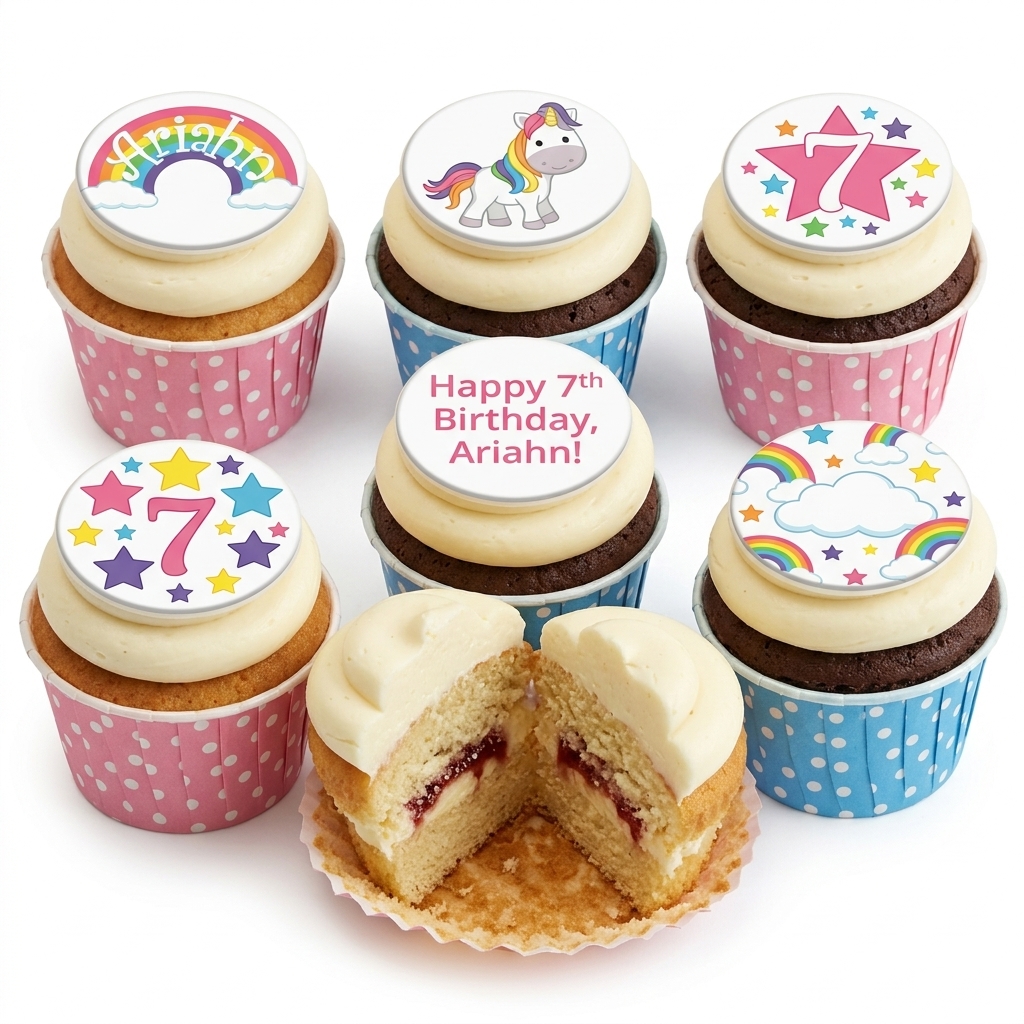 Unicorn & Rainbow Birthday Cupcakes