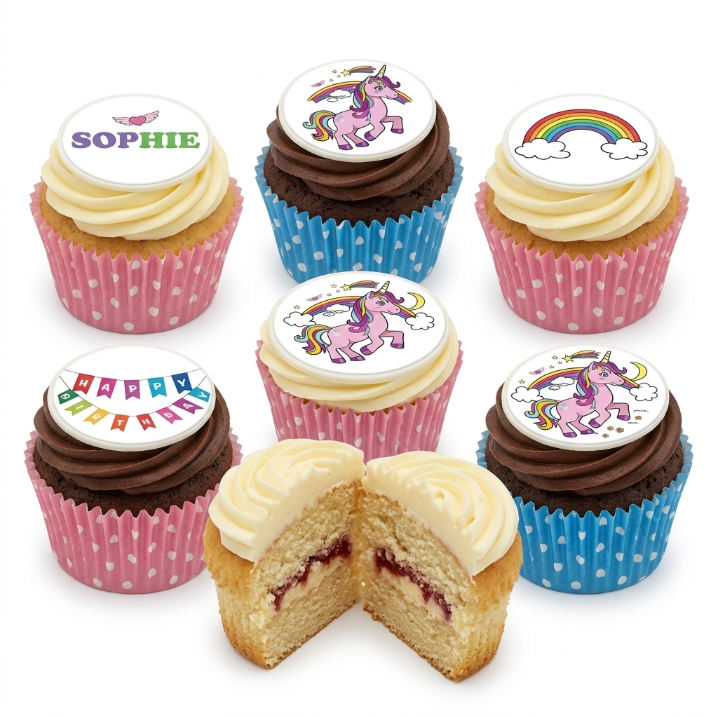 Unicorn Rainbow Birthday Cupcakes for Girls
