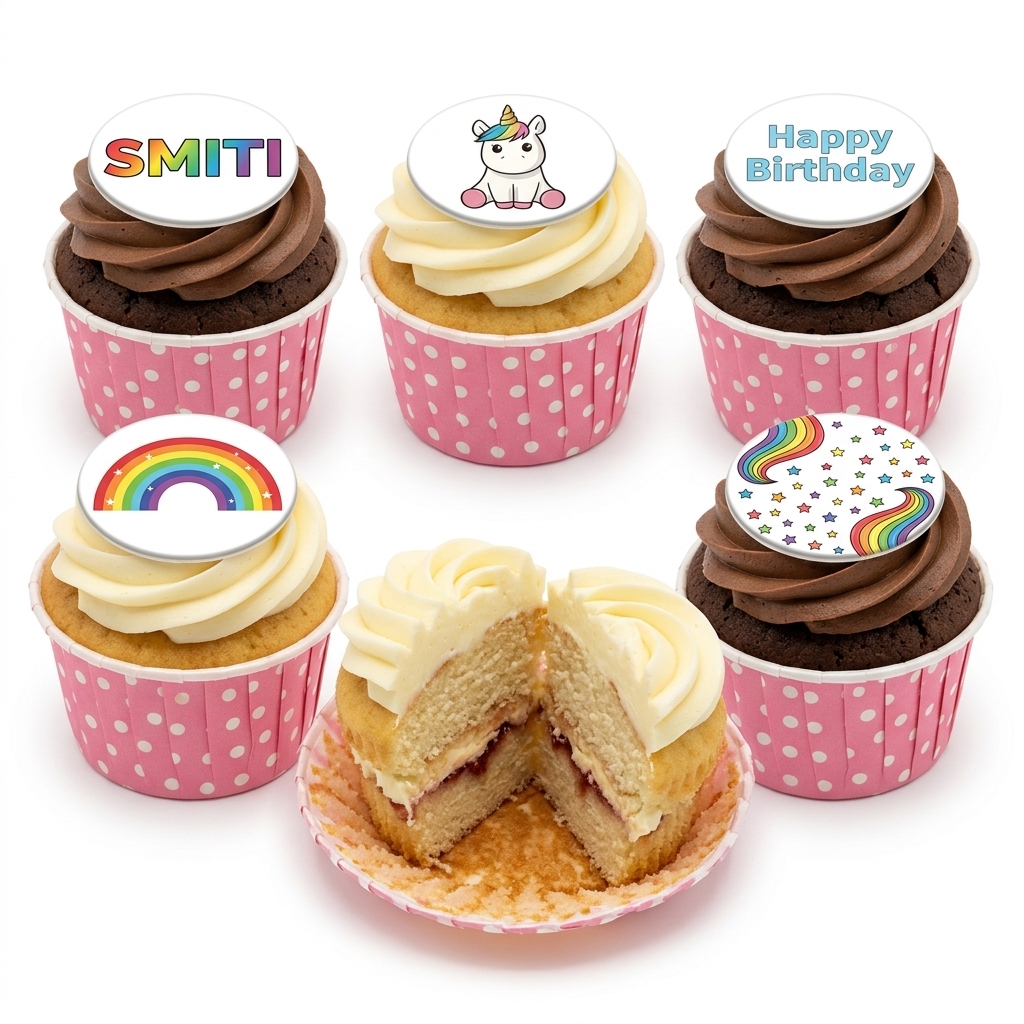 Magical Unicorn & Rainbow Birthday Cupcakes