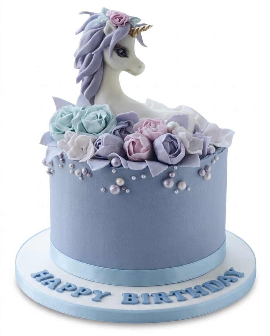 Unicorn Floral Birthday Cake
