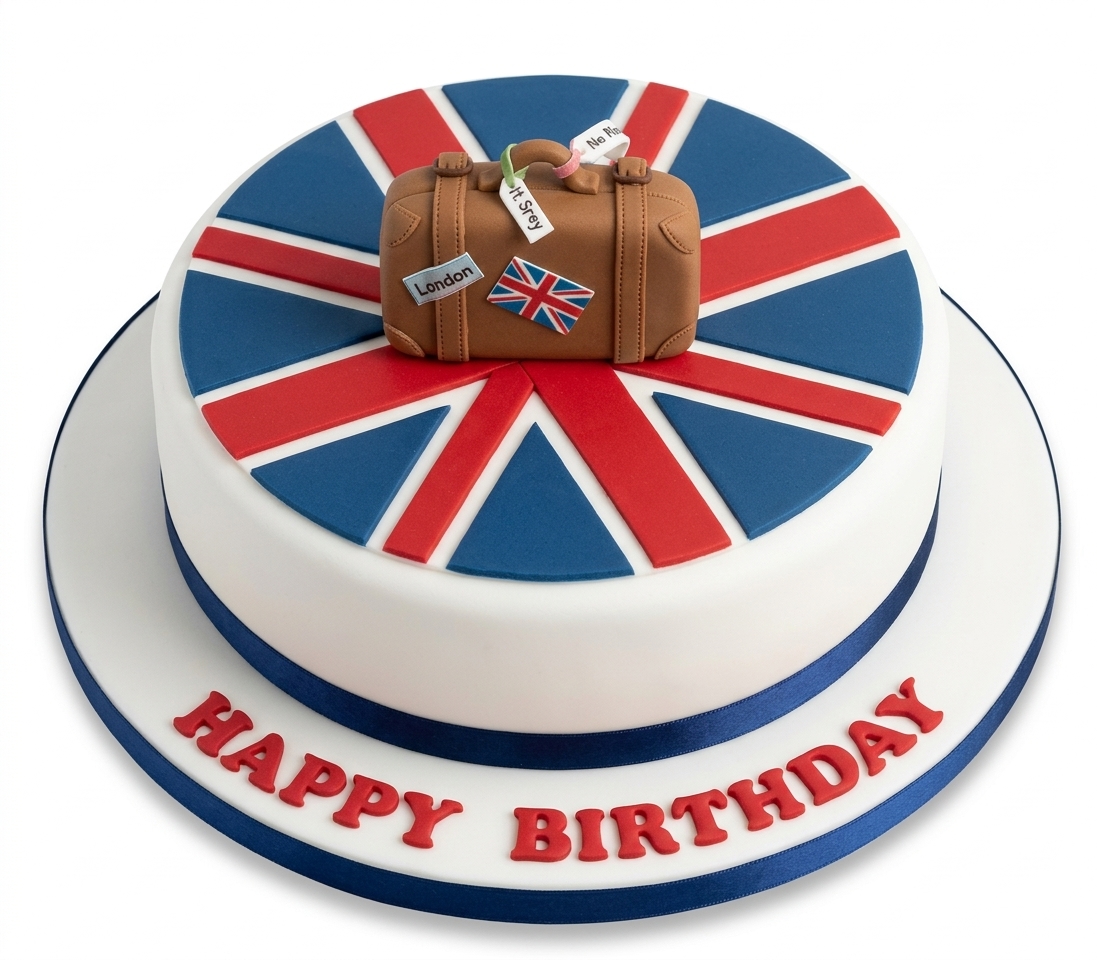 Union Jack Travel Birthday Cake