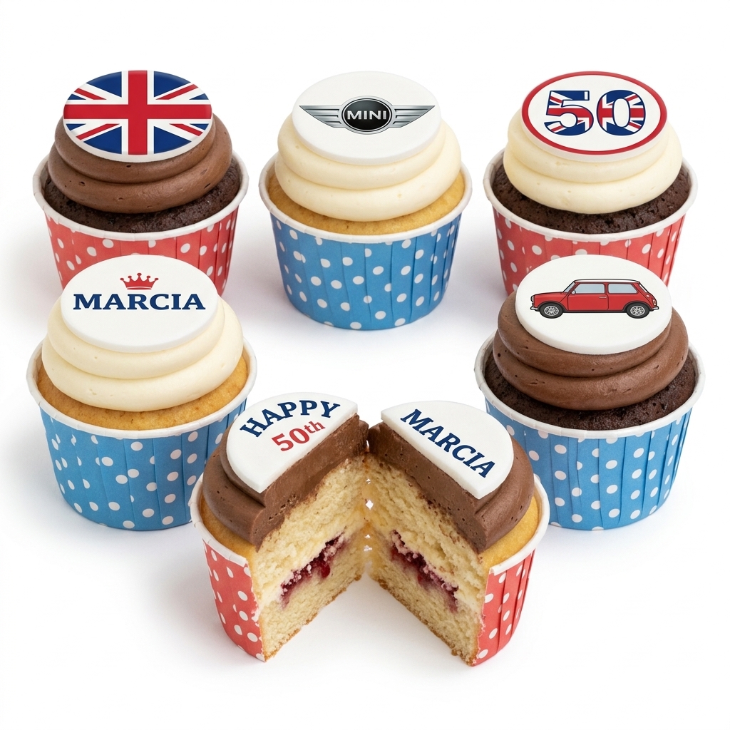 Mini Cooper Theme Birthday Cupcakes
