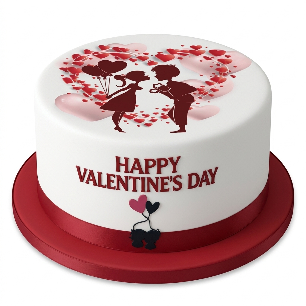 Valentine's Day Romantic Silhouette Cake
