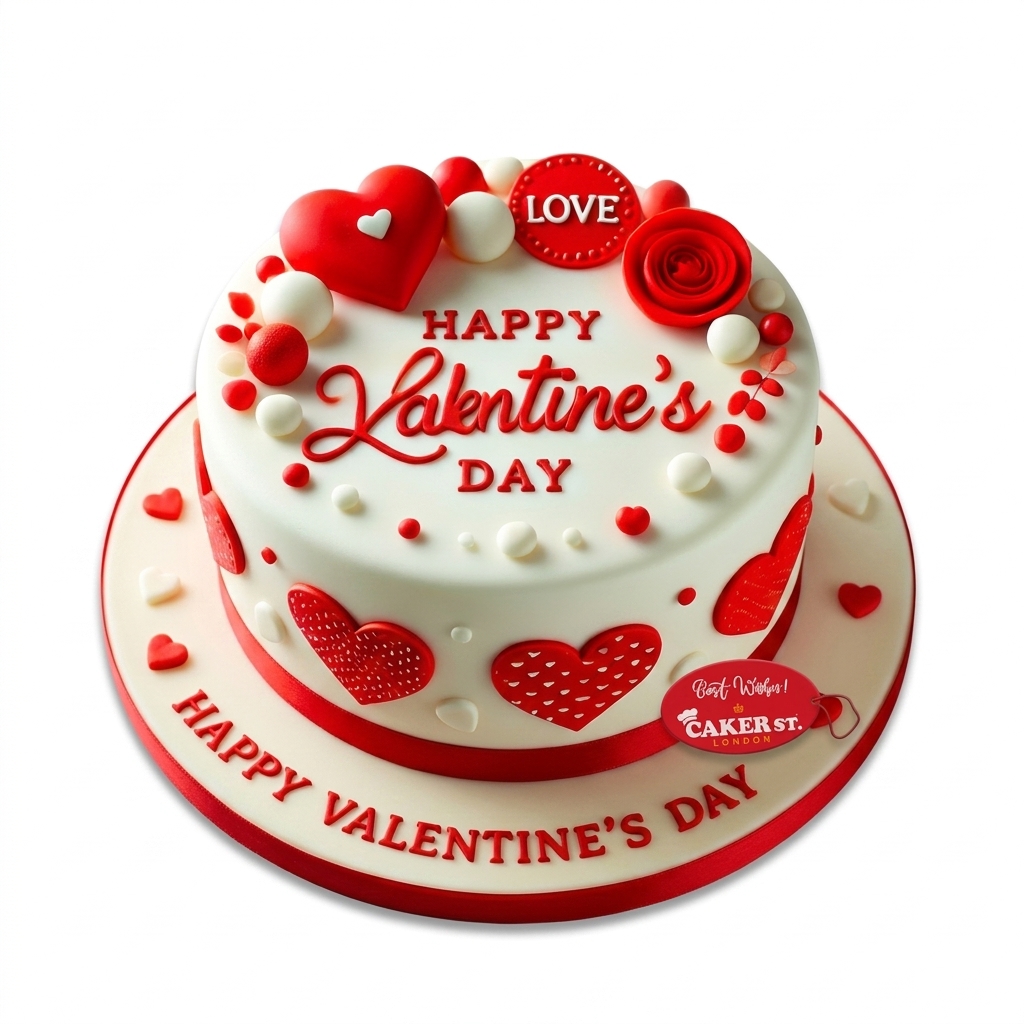 Happy Valentine's Day Cake with Hearts & Love