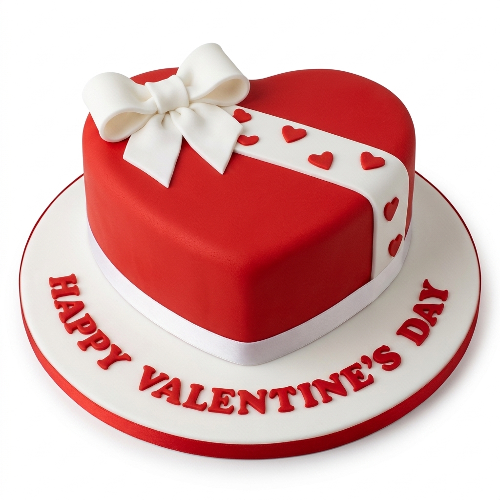 Heart-Shaped Valentine's Day Cake with Bow