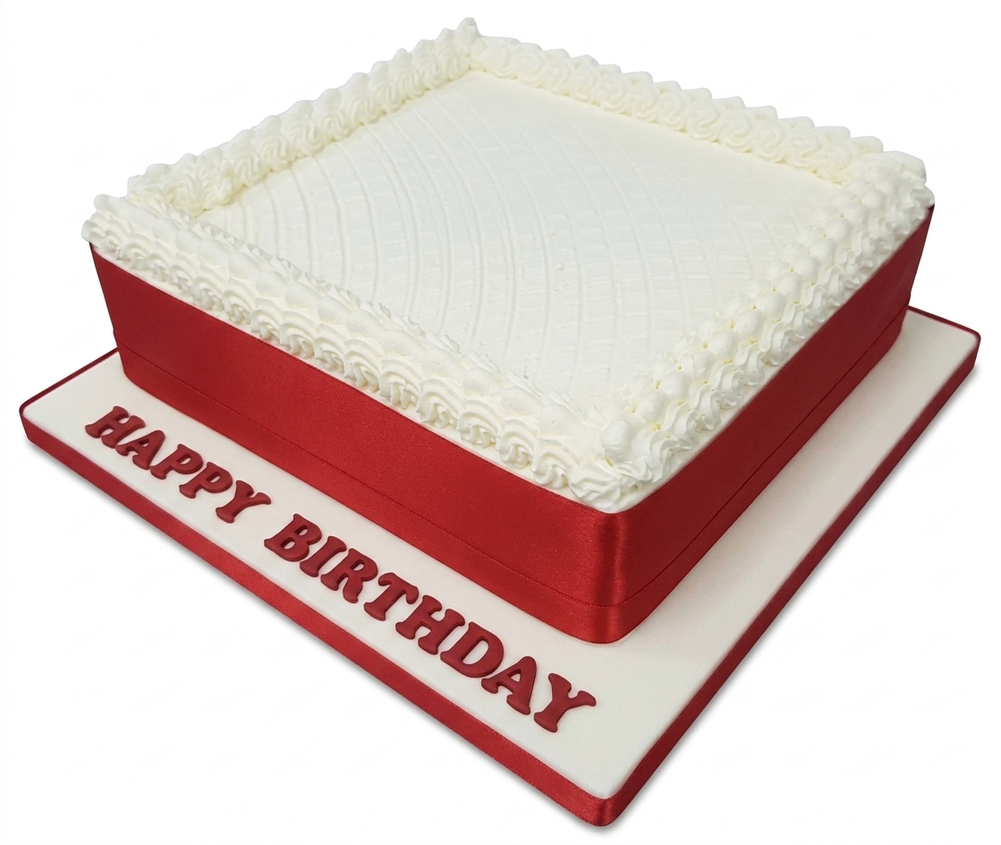 Elegant Red & White Birthday Cake