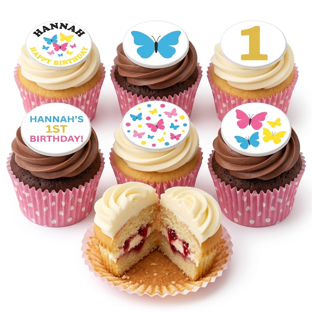 Butterfly Birthday Cupcakes with Custom Age Topper