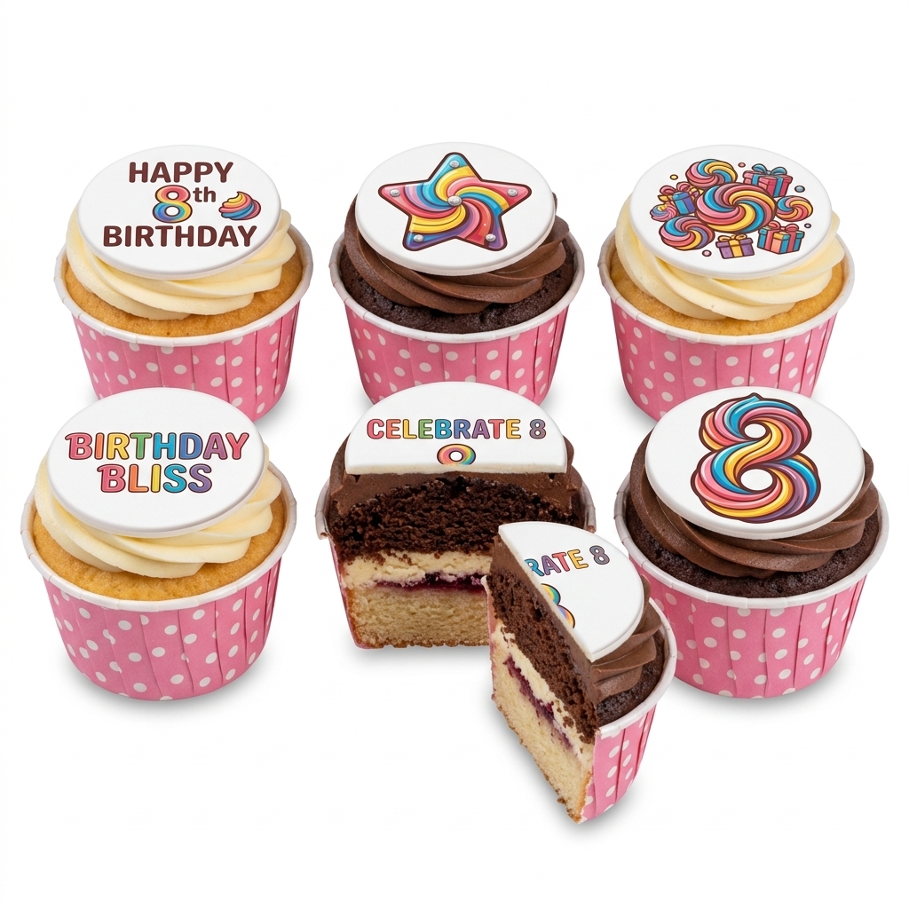 Vibrant Rainbow Birthday Cupcakes with Custom Age Toppers