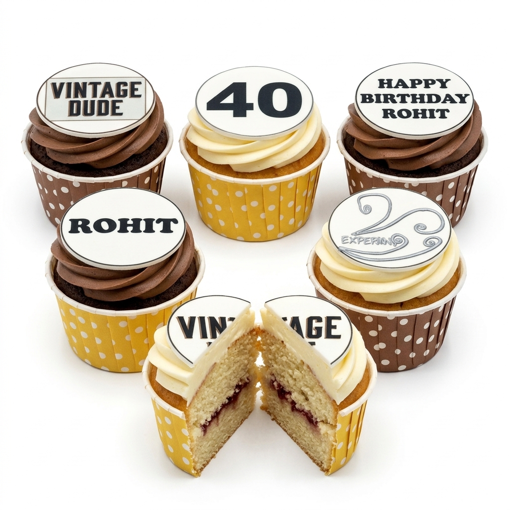 Adult Birthday Cupcakes with Custom Age Toppers