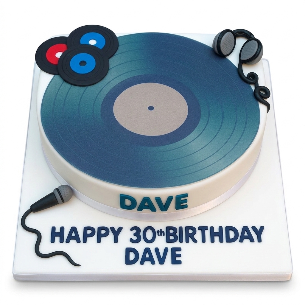 DJ Turntable Birthday Cake for Him