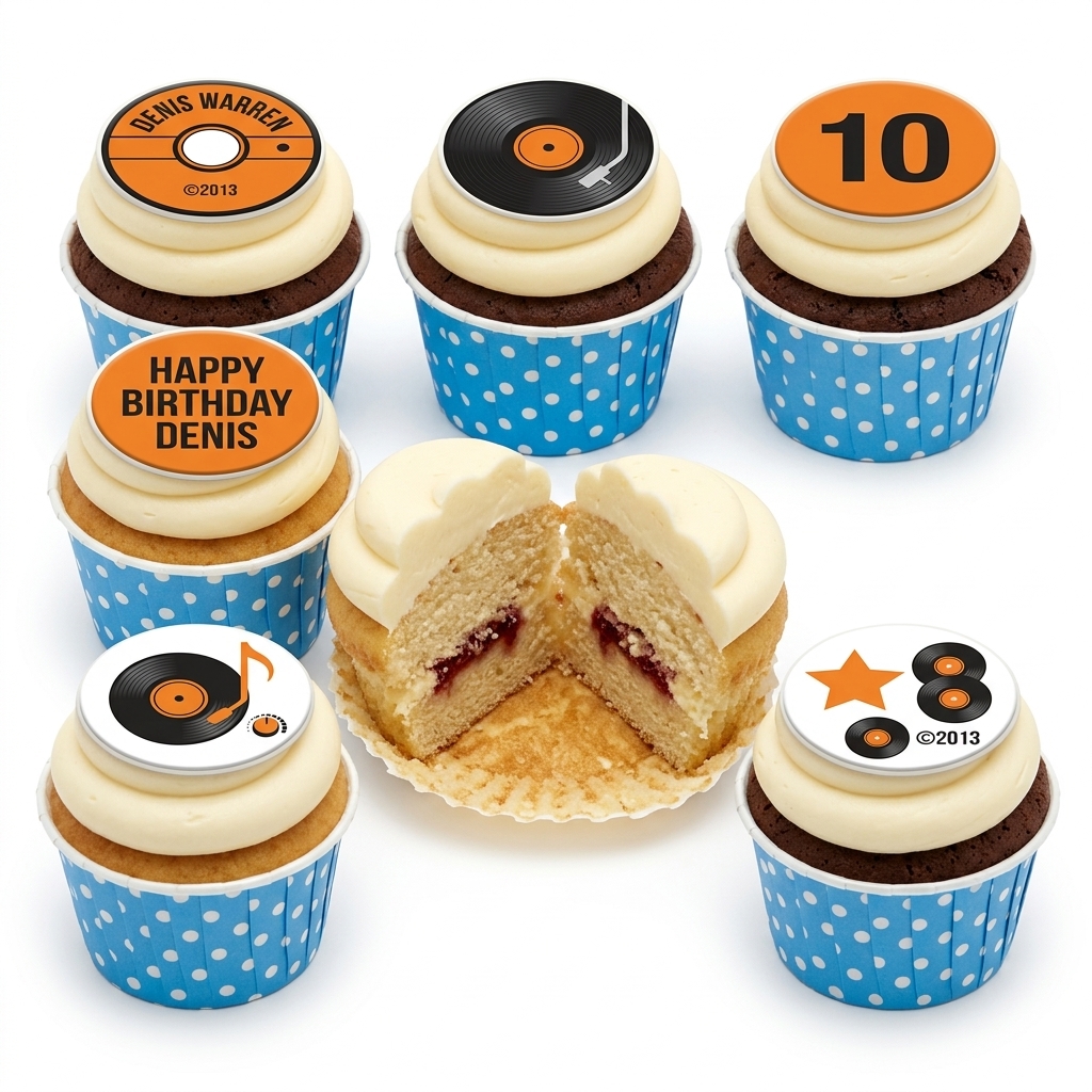 Vinyl Record Music Theme Birthday Cupcakes
