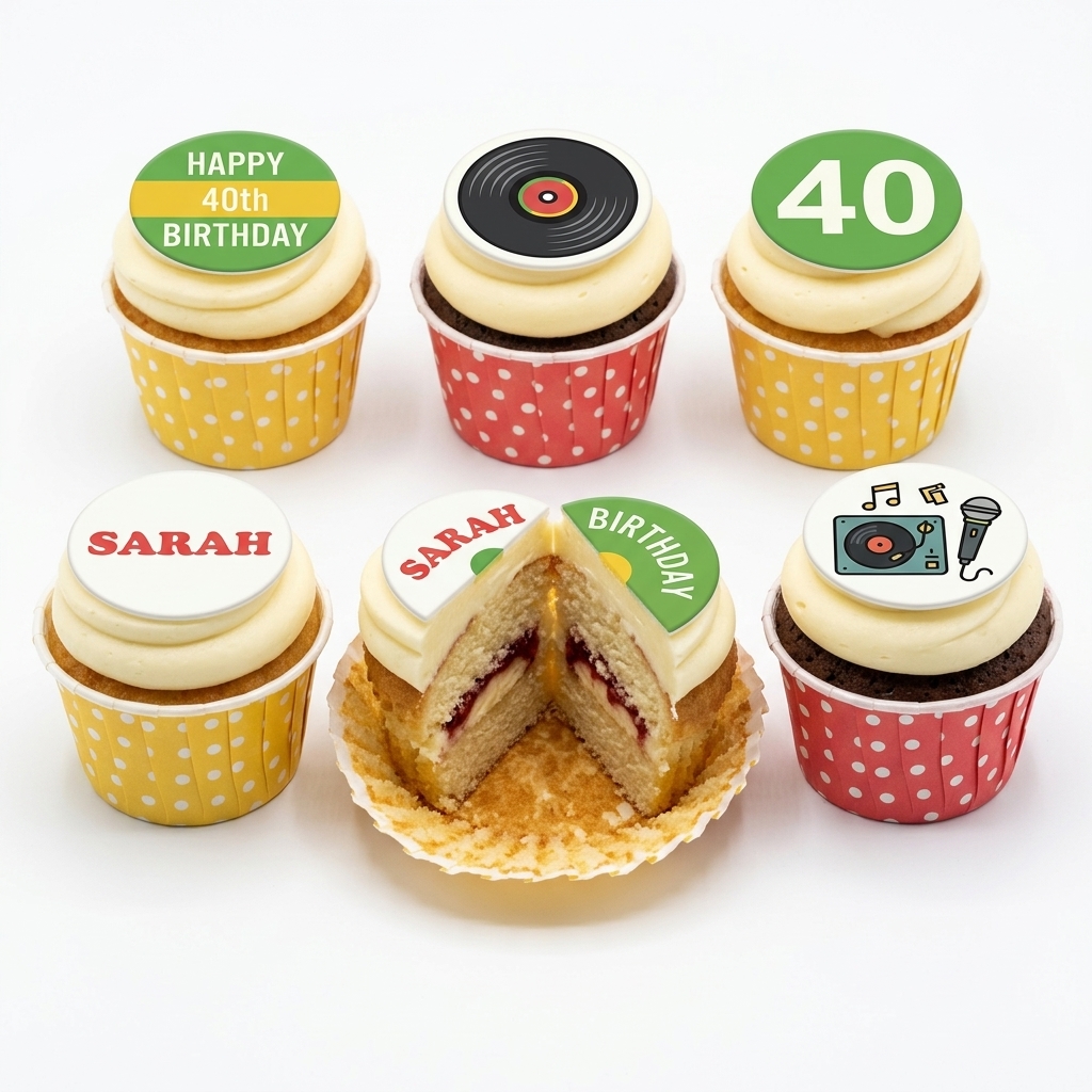 Music Theme Birthday Cupcakes with Custom Age