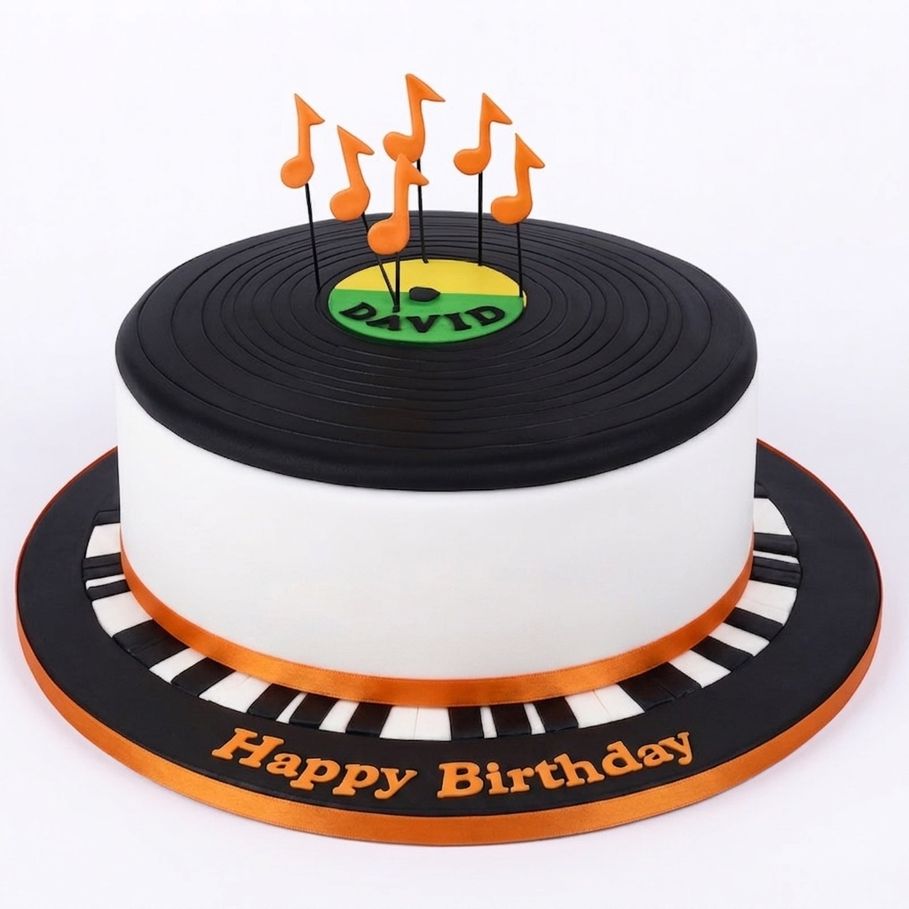 Vinyl Record Music Theme Birthday Cake