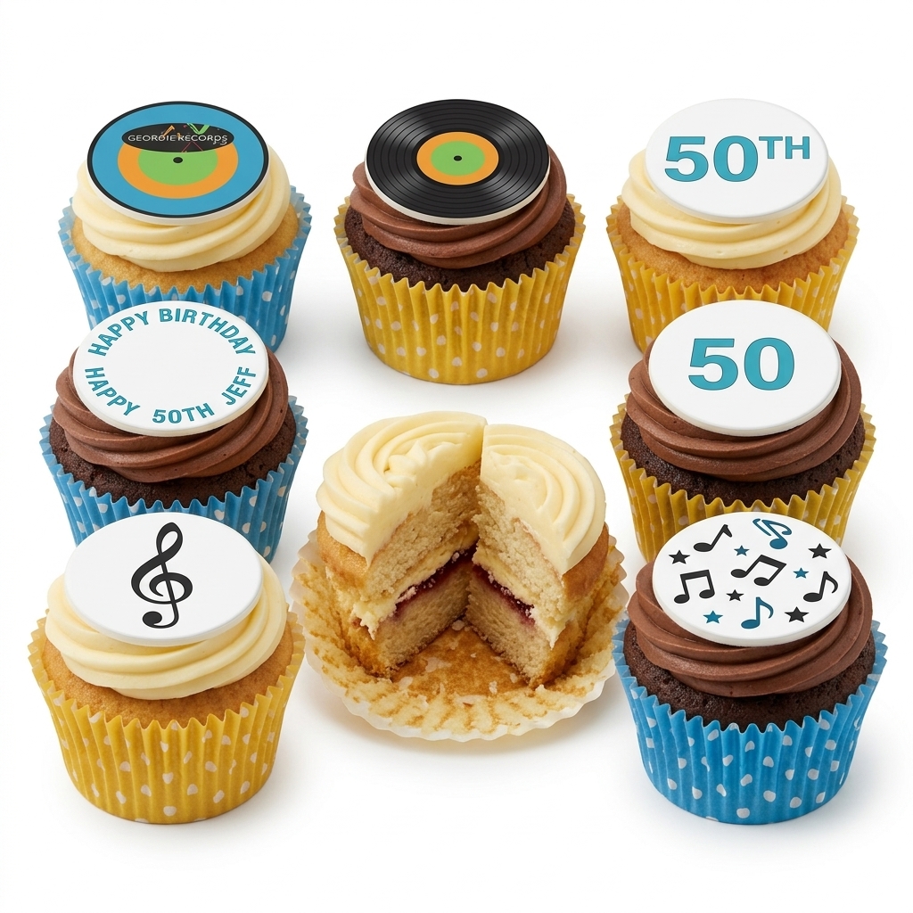 Record Theme Birthday Cupcakes