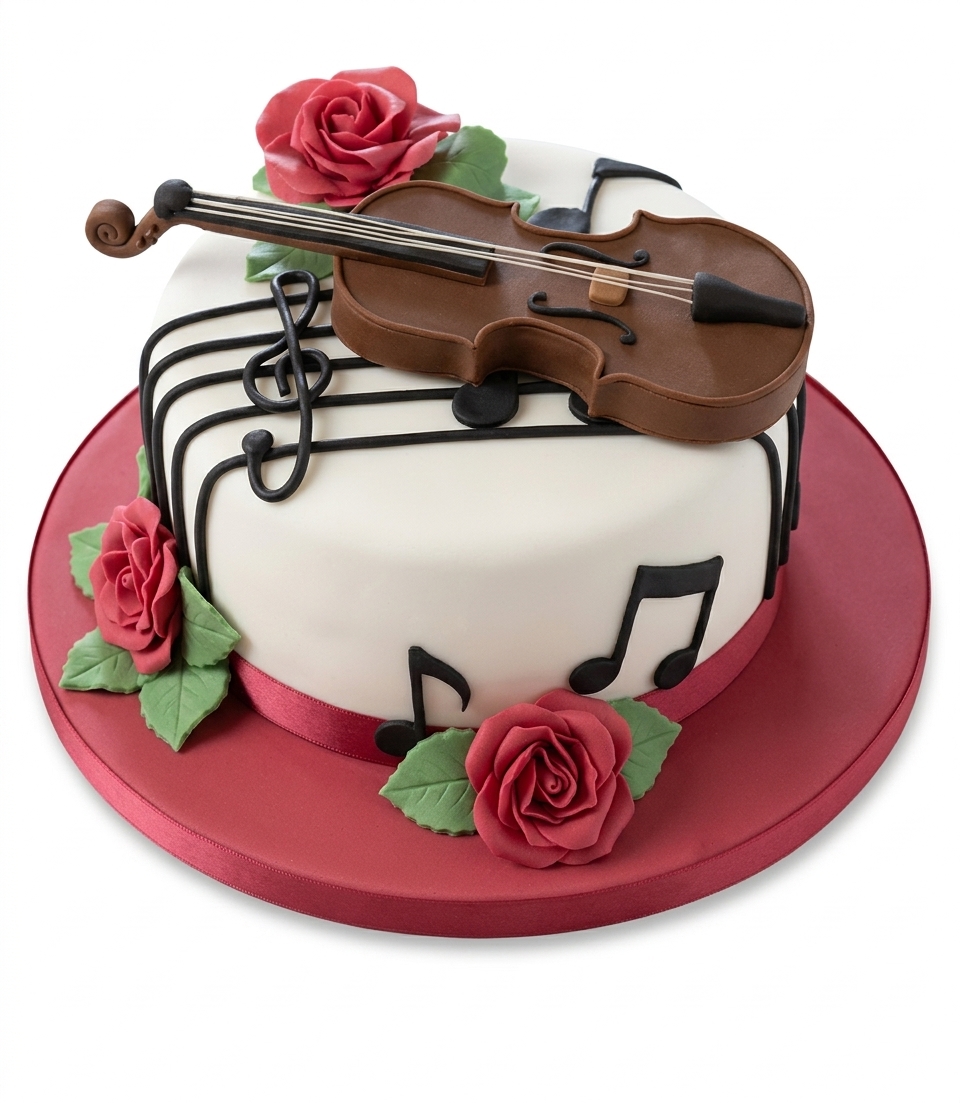 Violin Music Theme Birthday Cake