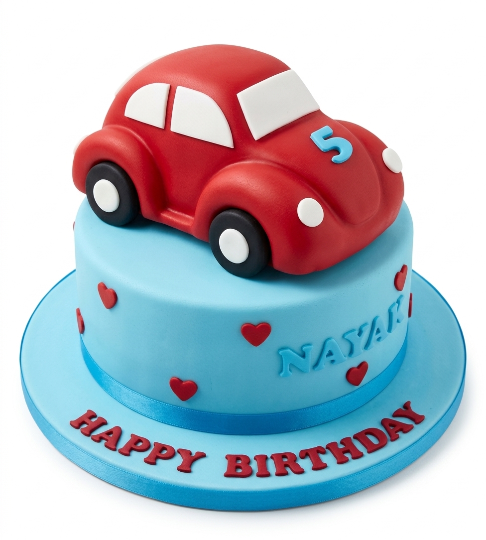 Car Theme Birthday Cake with Custom Age