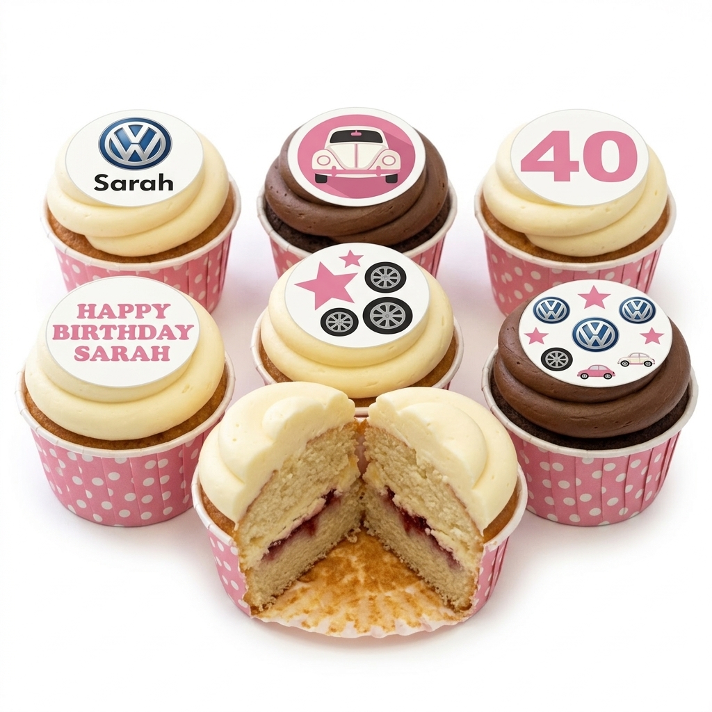Volkswagen Car Theme Birthday Cupcakes