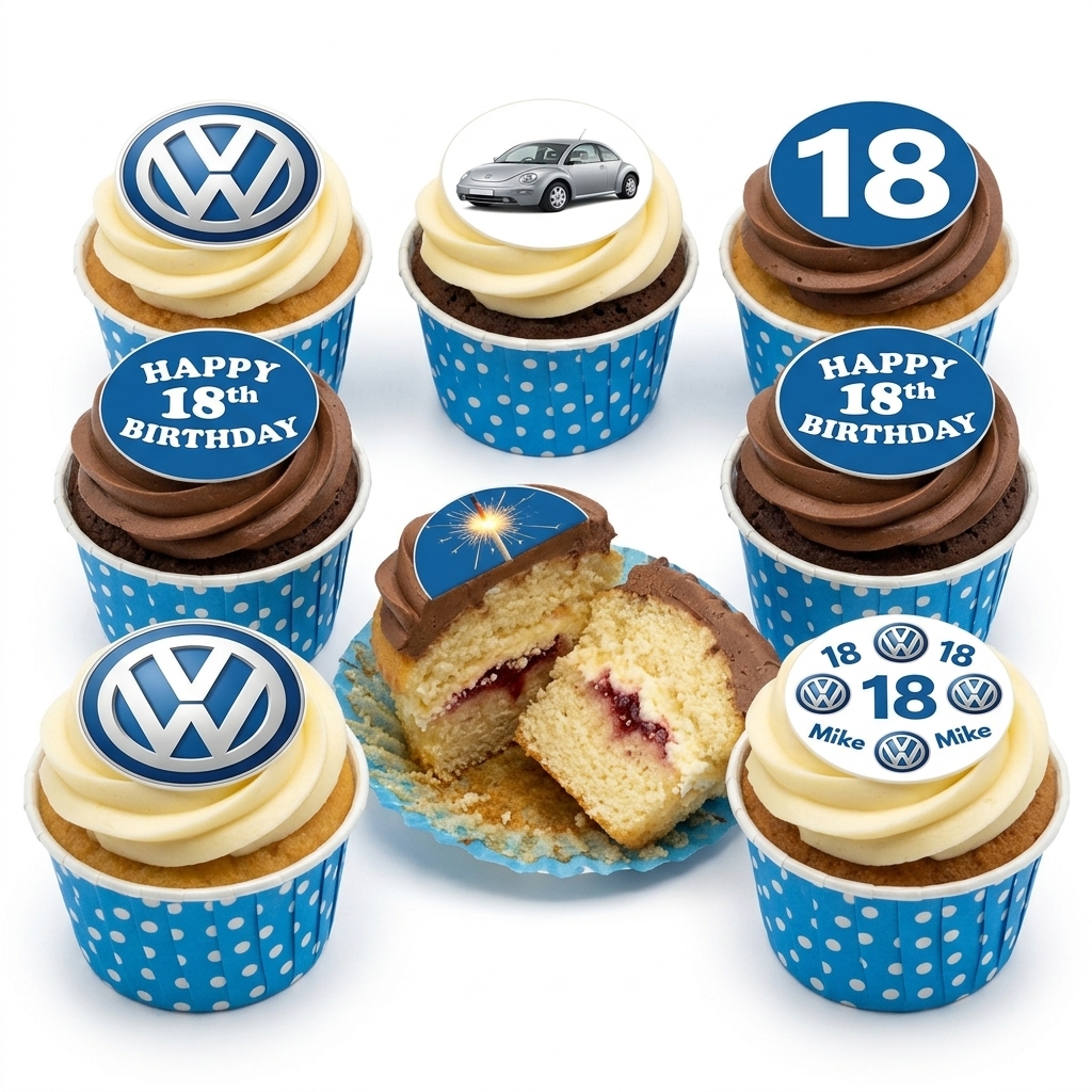 Volkswagen Car Theme Birthday Cupcakes