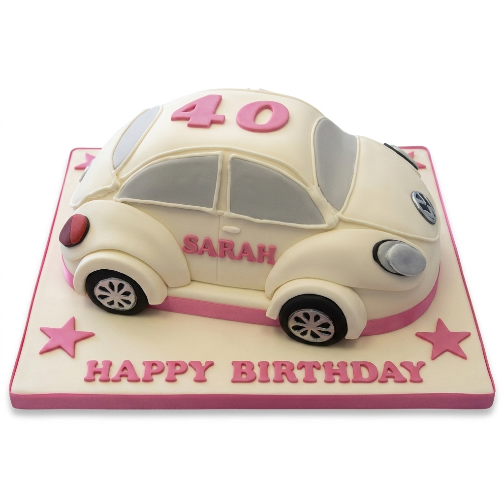 Volkswagen Beetle Car Birthday Cake for Her