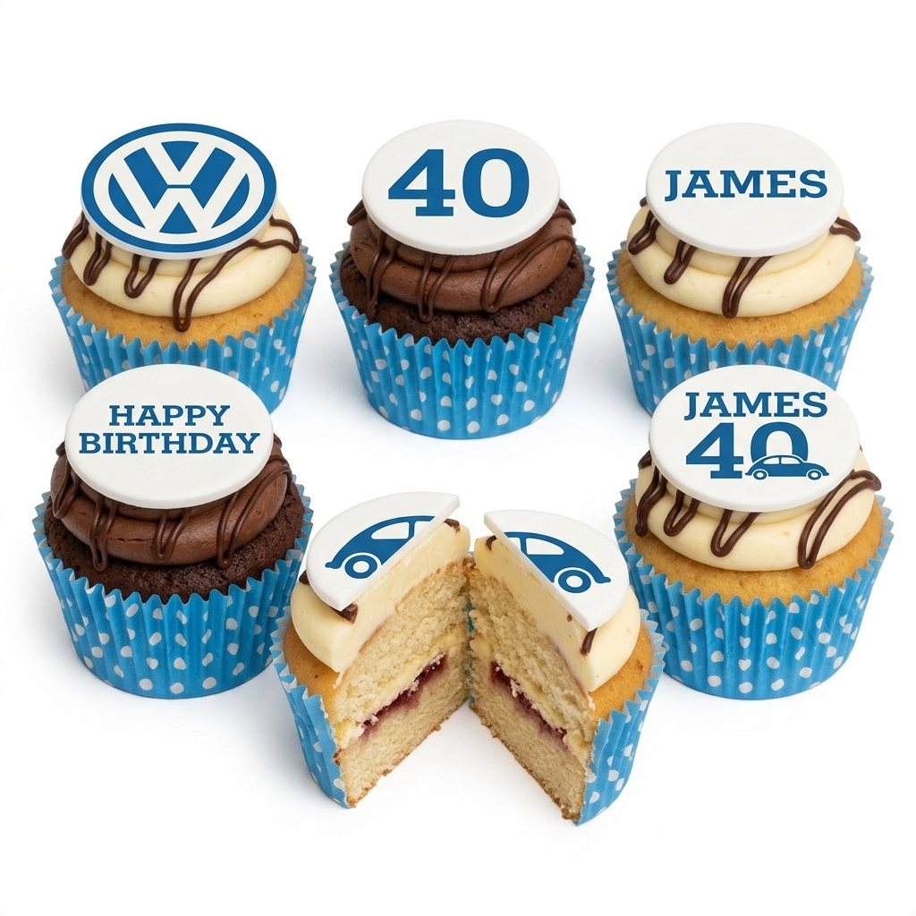 Volkswagen Car Theme Birthday Cupcakes