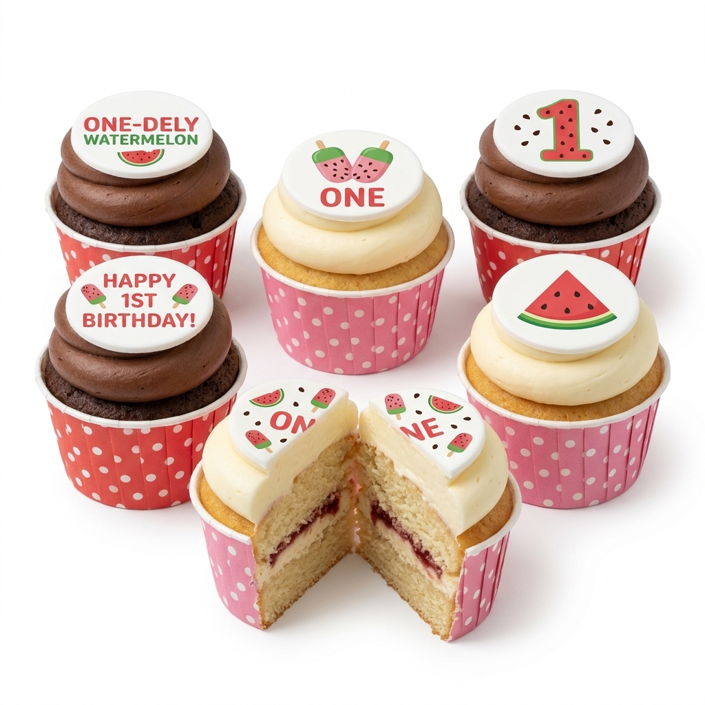 Watermelon 1st Birthday Cupcakes