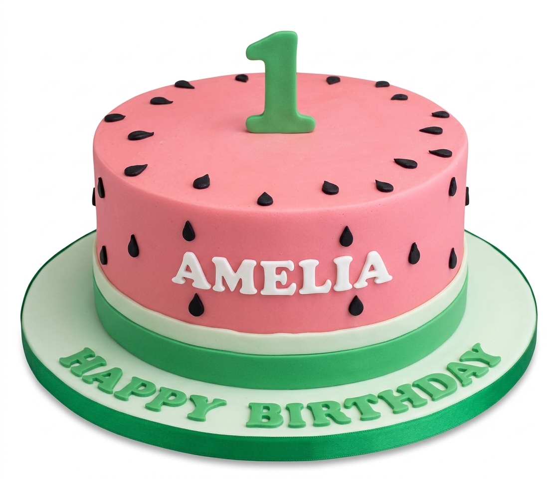 Watermelon Theme Birthday Cake with Custom Age