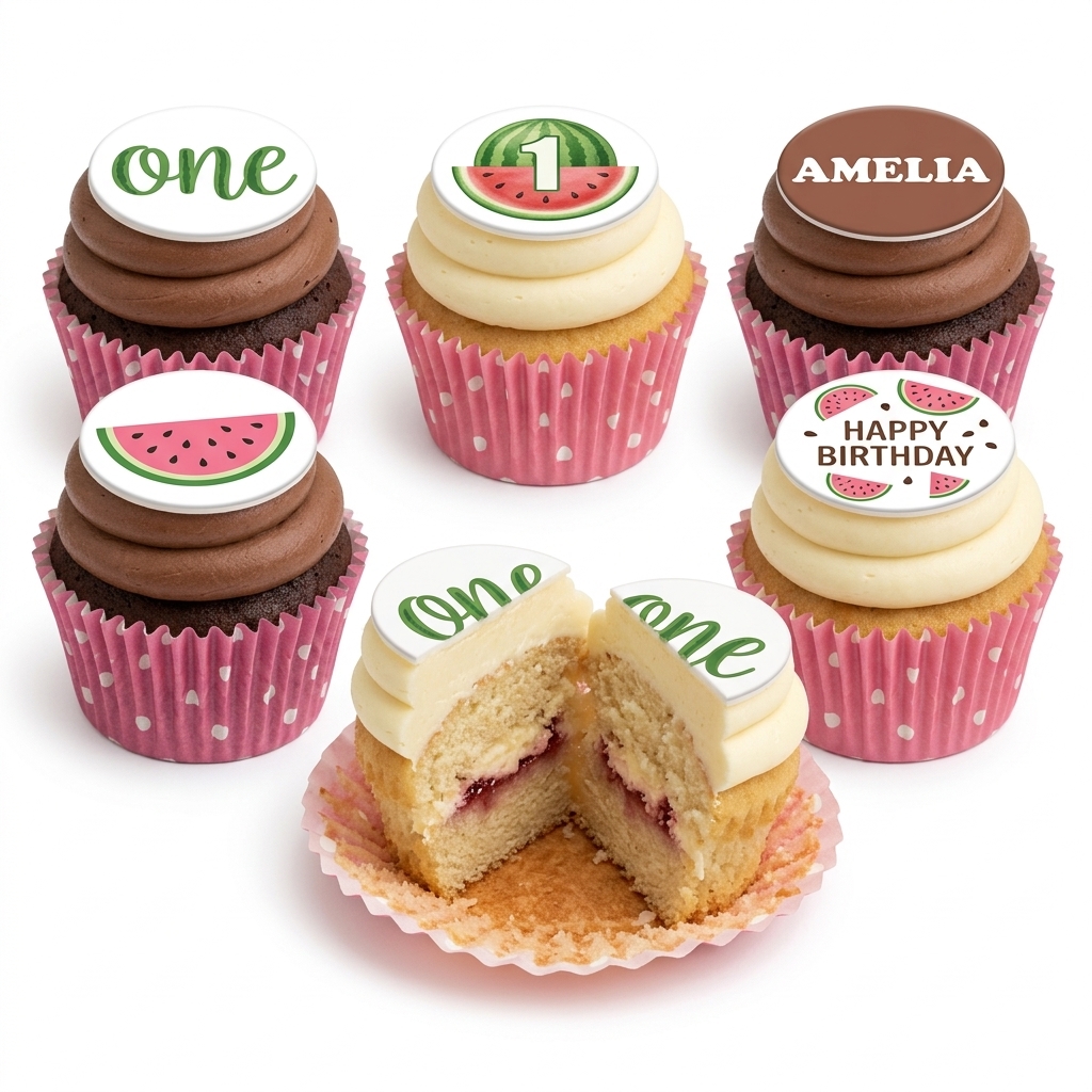 1st Birthday Watermelon Cupcakes