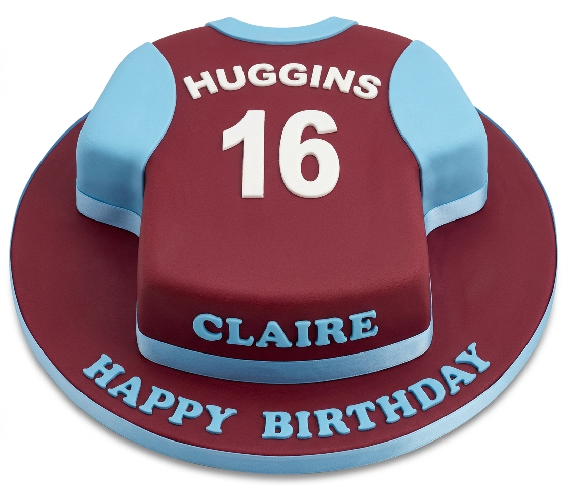 West Ham Football Jersey Birthday Cake