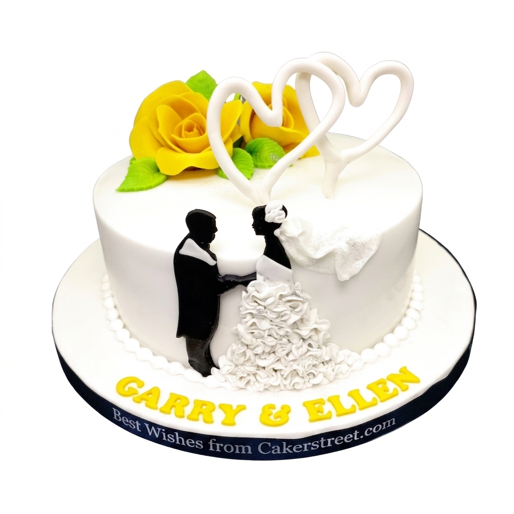 Romantic Anniversary Cake with Hearts & Roses