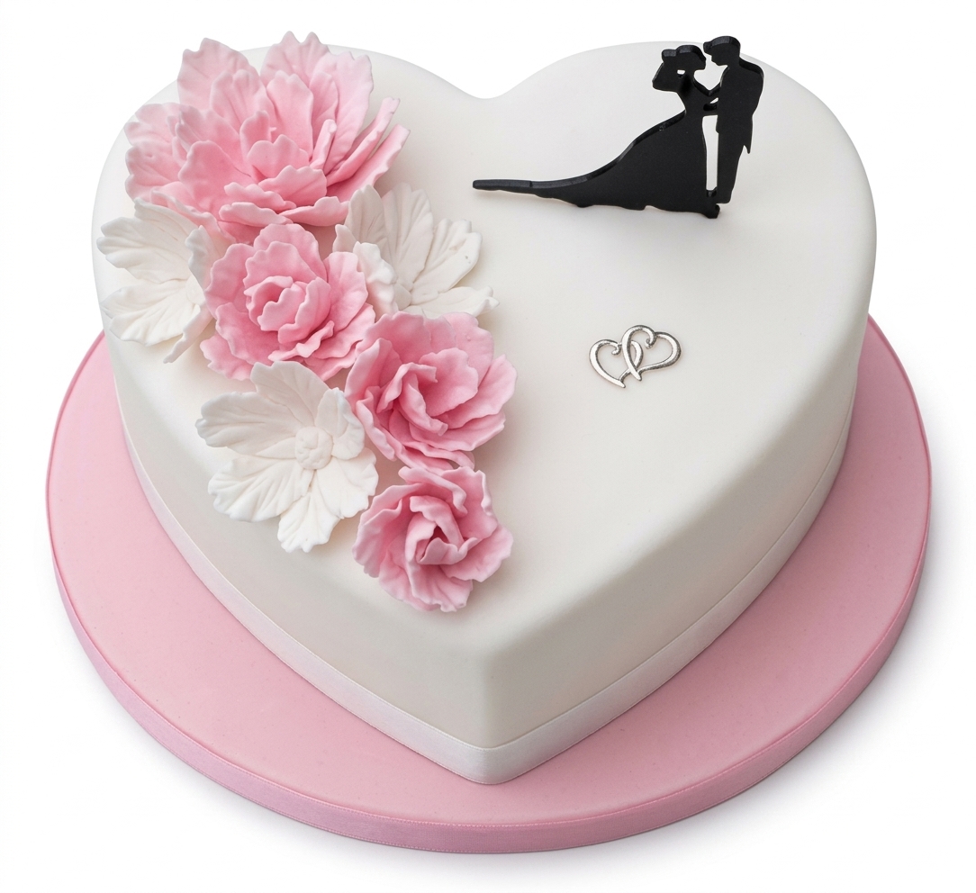 Heart Shaped Floral Wedding Cake