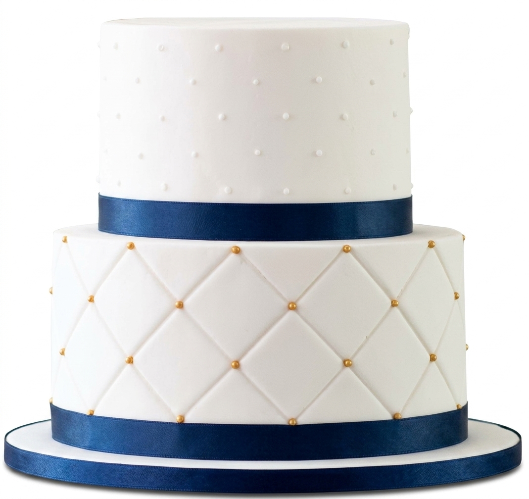 Elegant Navy & Gold Two-Tier Adult Birthday Cake