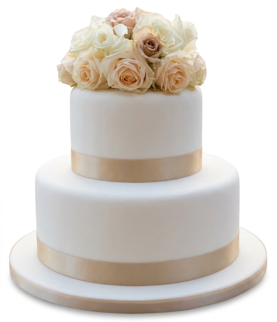 Elegant Floral Two Tier Wedding Cake